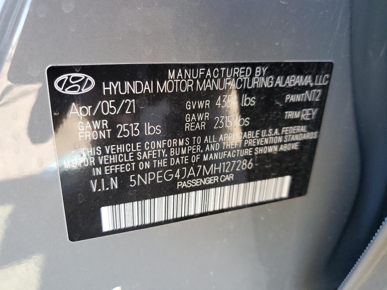 Photo 11 VIN: 5NPEG4JA7MH127286 - HYUNDAI SONATA 