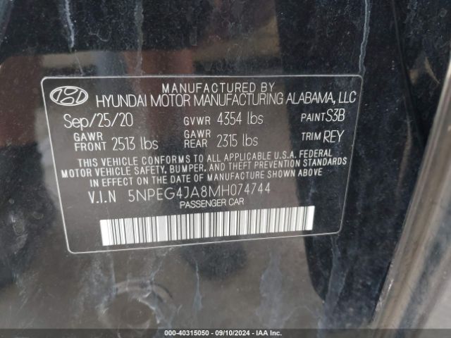 Photo 8 VIN: 5NPEG4JA8MH074744 - HYUNDAI SONATA 