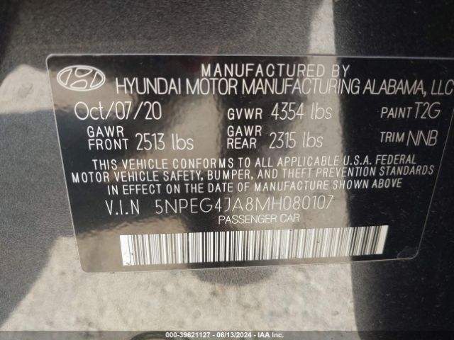 Photo 8 VIN: 5NPEG4JA8MH080107 - HYUNDAI SONATA 