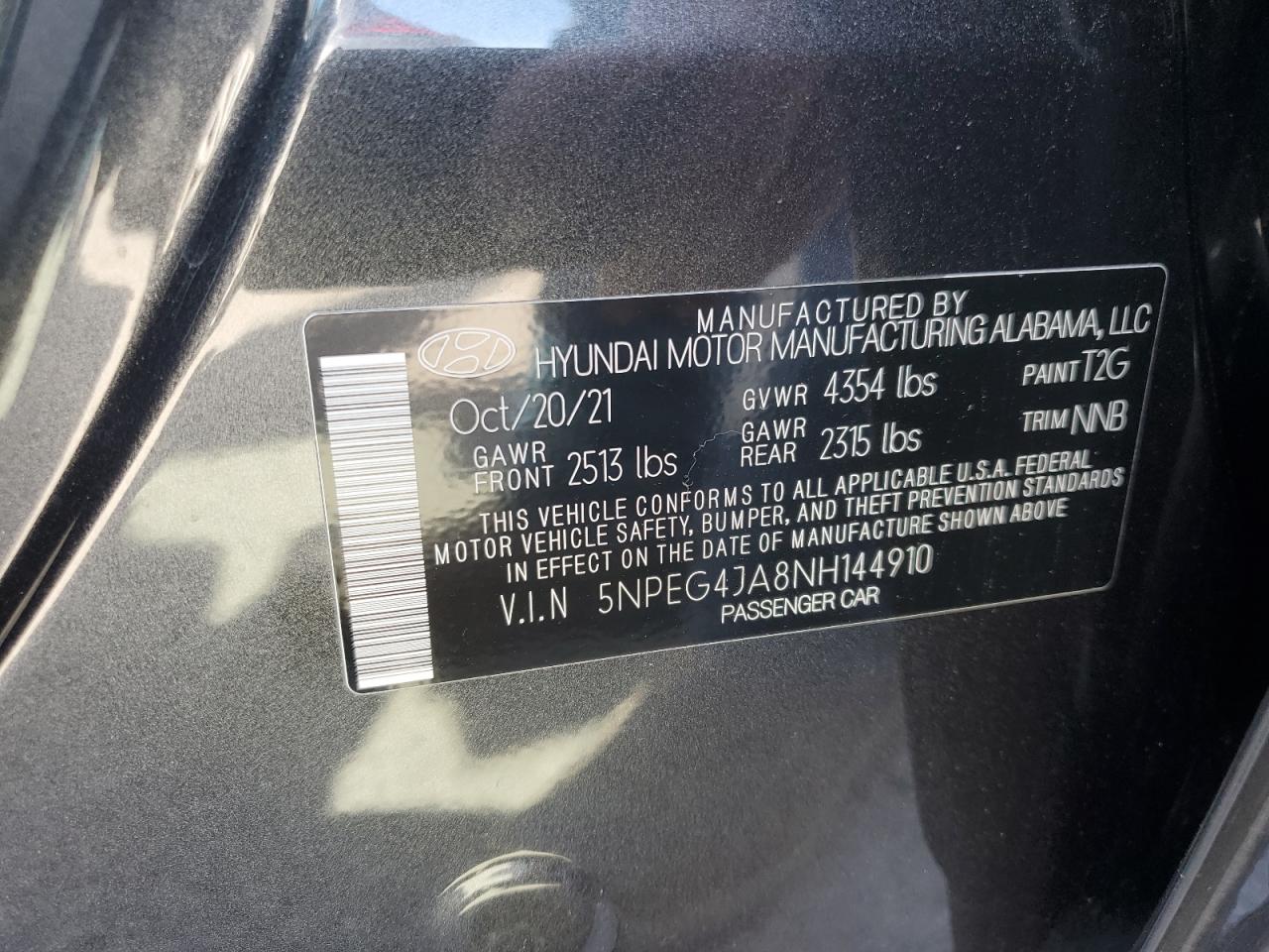 Photo 11 VIN: 5NPEG4JA8NH144910 - HYUNDAI SONATA 