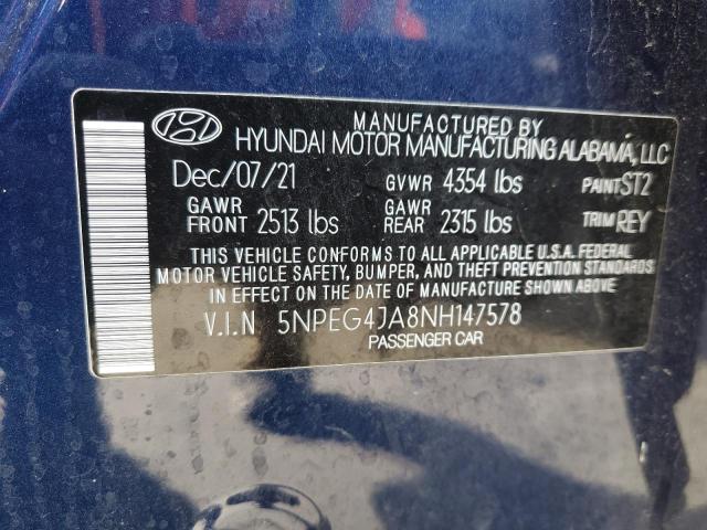 Photo 11 VIN: 5NPEG4JA8NH147578 - HYUNDAI SONATA SE 