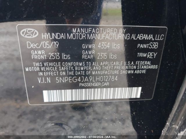 Photo 8 VIN: 5NPEG4JA9LH012784 - HYUNDAI SONATA 