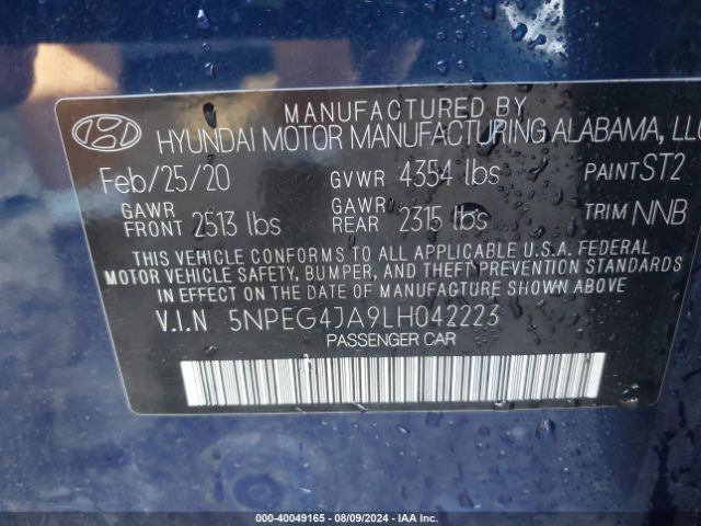 Photo 8 VIN: 5NPEG4JA9LH042223 - HYUNDAI SONATA 