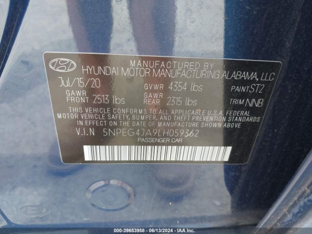 Photo 8 VIN: 5NPEG4JA9LH059362 - HYUNDAI SONATA 