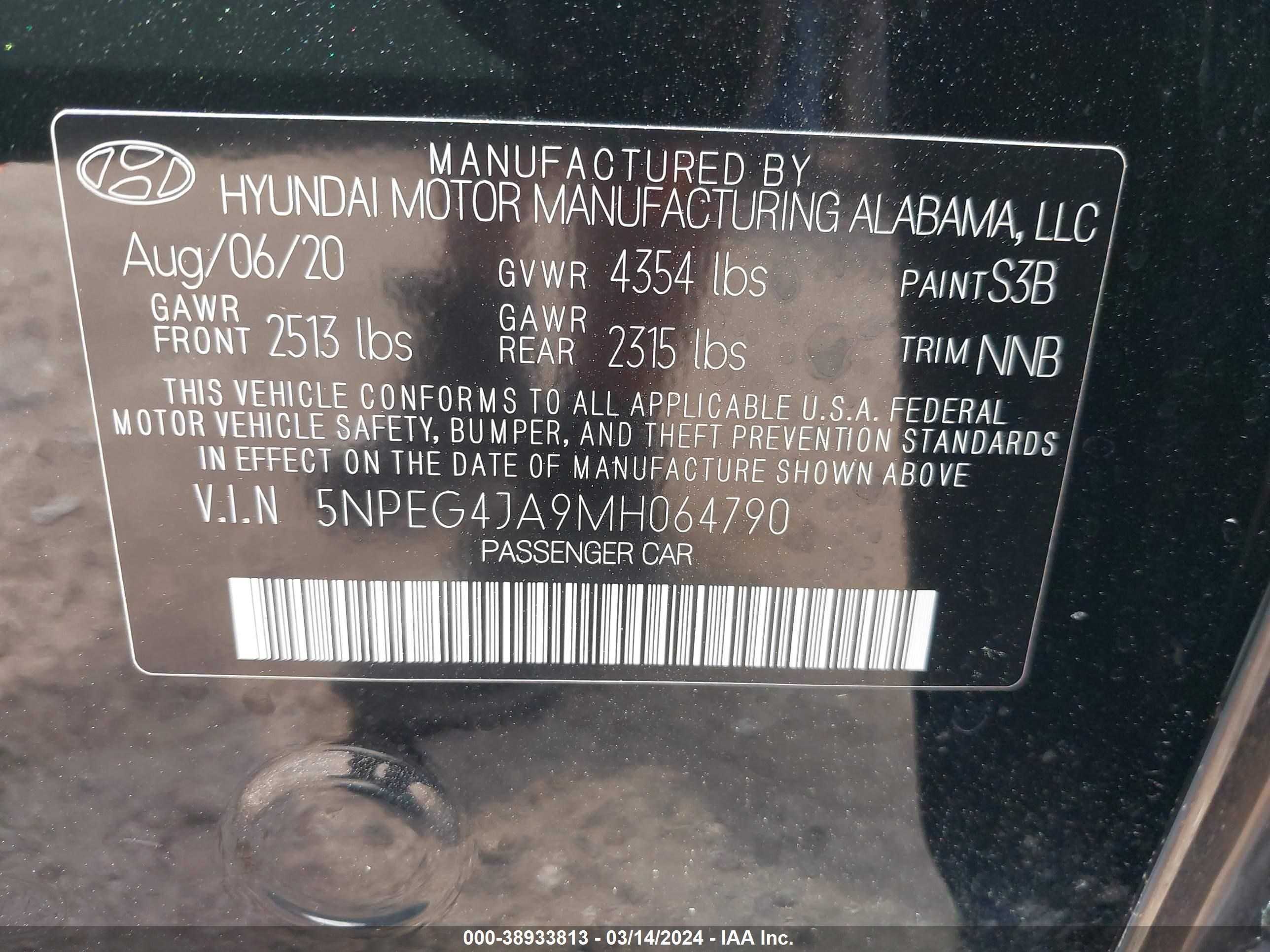 Photo 8 VIN: 5NPEG4JA9MH064790 - HYUNDAI SONATA 