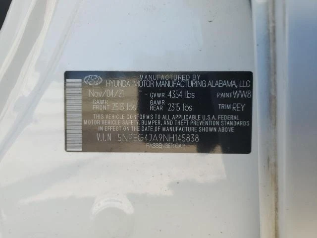 Photo 11 VIN: 5NPEG4JA9NH145838 - HYUNDAI SONATA SE 