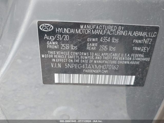 Photo 8 VIN: 5NPEG4JAXMH070162 - HYUNDAI SONATA 