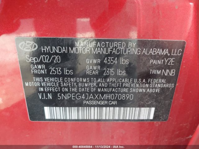 Photo 8 VIN: 5NPEG4JAXMH070890 - HYUNDAI SONATA 