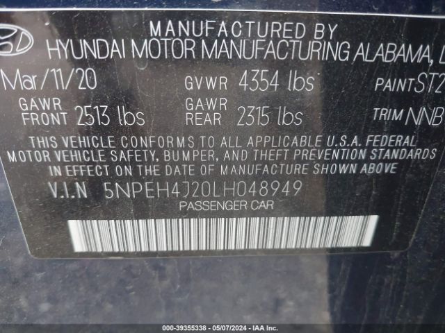 Photo 8 VIN: 5NPEH4J20LH048949 - HYUNDAI SONATA 