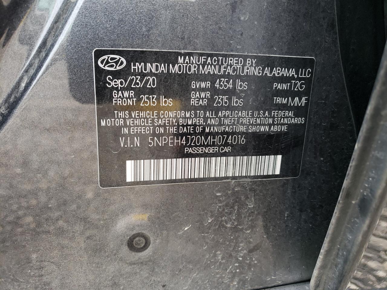 Photo 11 VIN: 5NPEH4J20MH074016 - HYUNDAI SONATA 