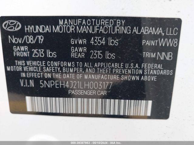 Photo 8 VIN: 5NPEH4J21LH003177 - HYUNDAI SONATA 