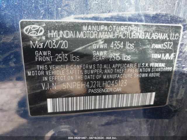 Photo 8 VIN: 5NPEH4J21LH045123 - HYUNDAI SONATA 