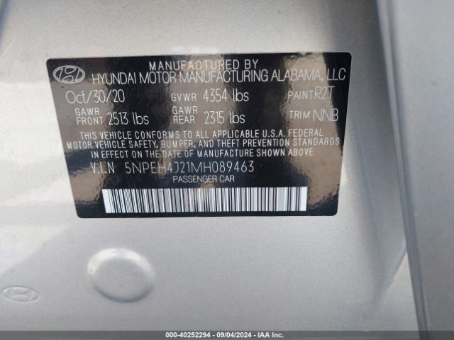 Photo 8 VIN: 5NPEH4J21MH089463 - HYUNDAI SONATA 