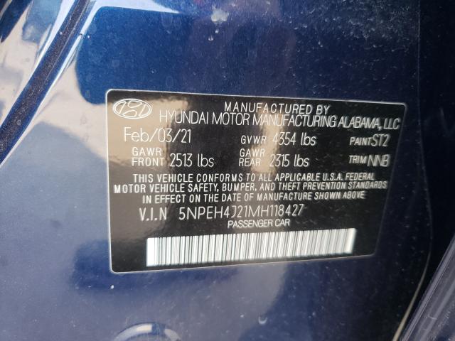 Photo 9 VIN: 5NPEH4J21MH118427 - HYUNDAI SONATA LIM 