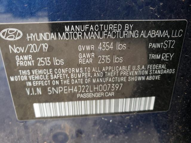 Photo 9 VIN: 5NPEH4J22LH007397 - HYUNDAI SONATA LIM 