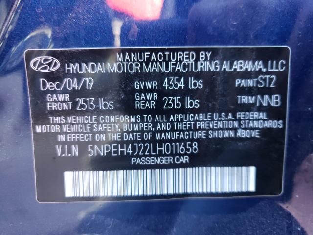 Photo 9 VIN: 5NPEH4J22LH011658 - HYUNDAI SONATA LIM 