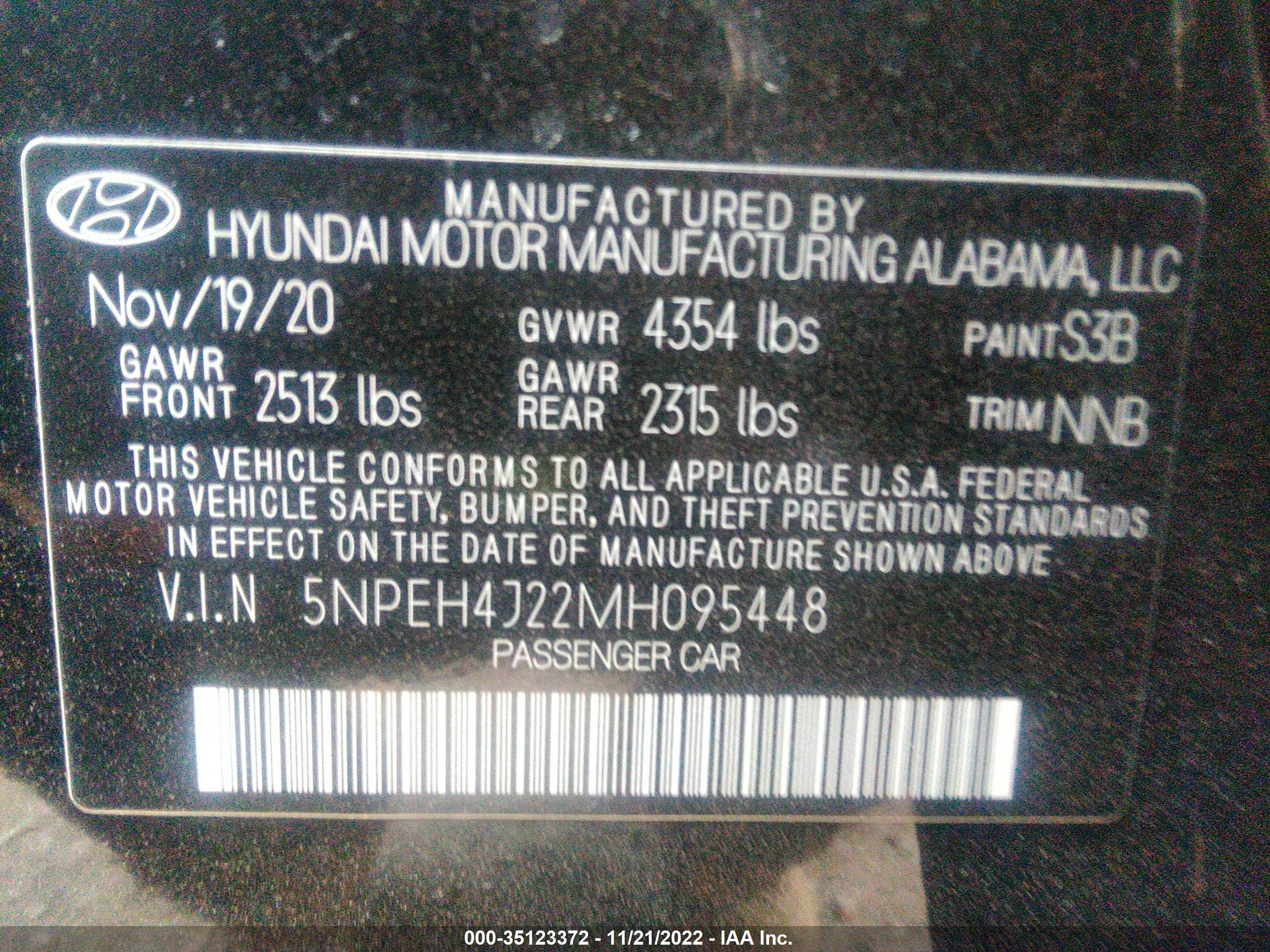 Photo 8 VIN: 5NPEH4J22MH095448 - HYUNDAI SONATA 