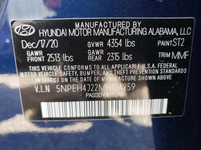 Photo 9 VIN: 5NPEH4J22MH104259 - HYUNDAI SONATA LIM 