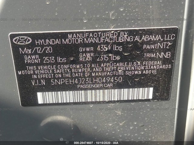 Photo 8 VIN: 5NPEH4J23LH049450 - HYUNDAI SONATA 