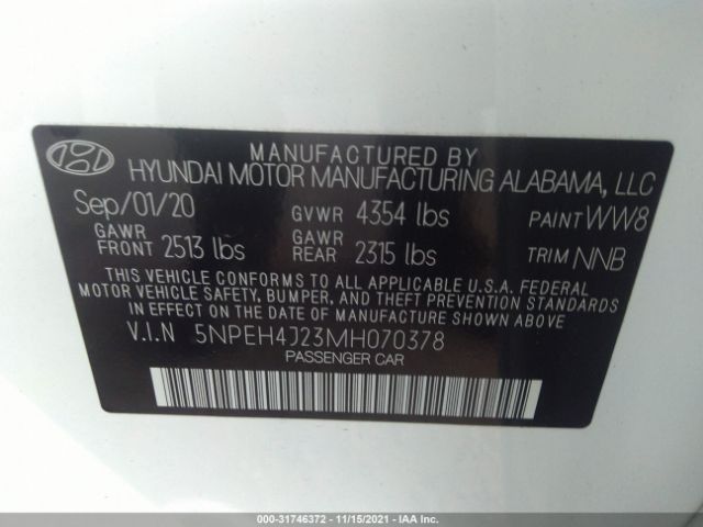 Photo 8 VIN: 5NPEH4J23MH070378 - HYUNDAI SONATA 