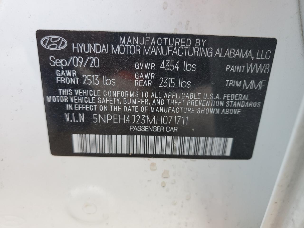 Photo 12 VIN: 5NPEH4J23MH071711 - HYUNDAI SONATA 