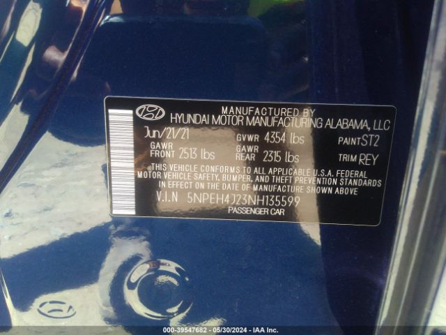 Photo 8 VIN: 5NPEH4J23NH135599 - HYUNDAI SONATA 