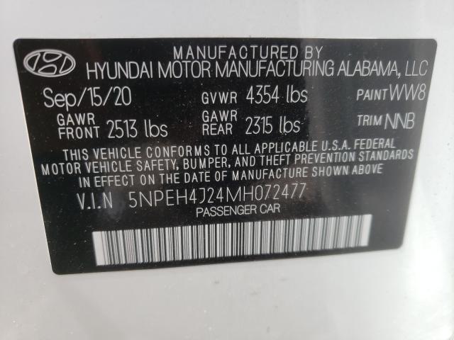 Photo 9 VIN: 5NPEH4J24MH072477 - HYUNDAI SONATA LIM 