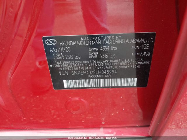 Photo 8 VIN: 5NPEH4J25LH048994 - HYUNDAI SONATA 