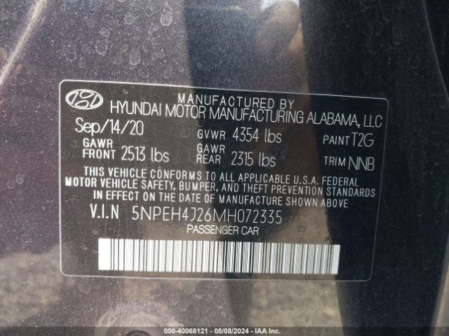 Photo 8 VIN: 5NPEH4J26MH072335 - HYUNDAI SONATA 