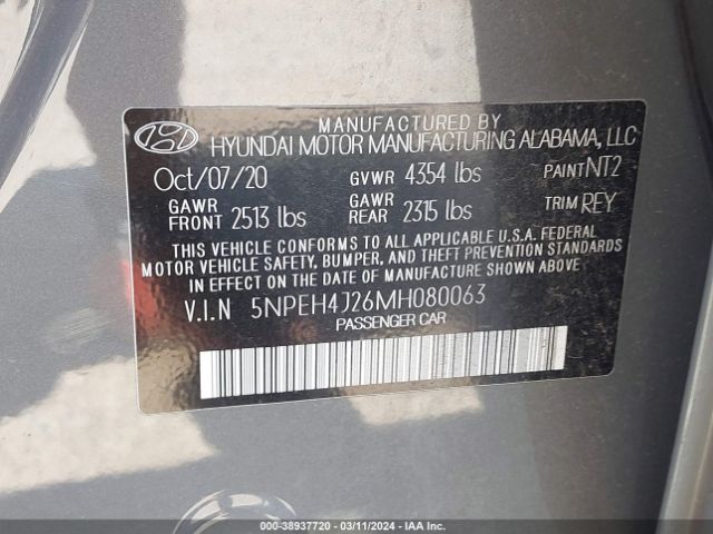 Photo 8 VIN: 5NPEH4J26MH080063 - HYUNDAI SONATA 