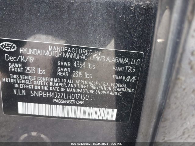 Photo 8 VIN: 5NPEH4J27LH017150 - HYUNDAI SONATA 