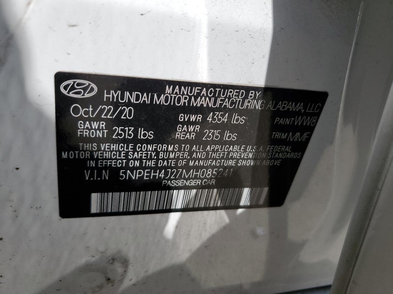 Photo 11 VIN: 5NPEH4J27MH085241 - HYUNDAI SONATA 