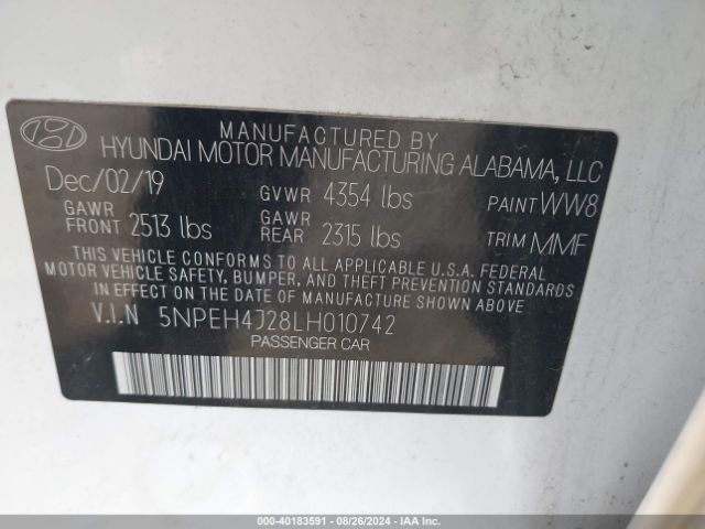 Photo 8 VIN: 5NPEH4J28LH010742 - HYUNDAI SONATA 