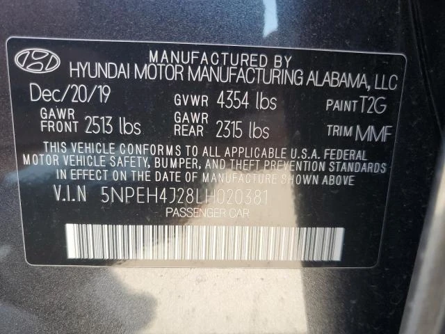 Photo 12 VIN: 5NPEH4J28LH020381 - HYUNDAI SONATA LIM 