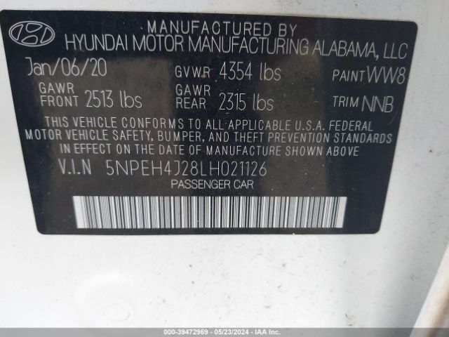 Photo 8 VIN: 5NPEH4J28LH021126 - HYUNDAI SONATA 