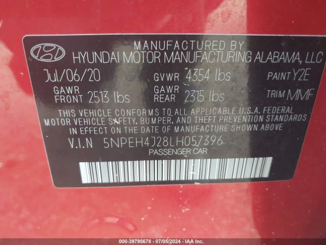 Photo 8 VIN: 5NPEH4J28LH057396 - HYUNDAI SONATA 