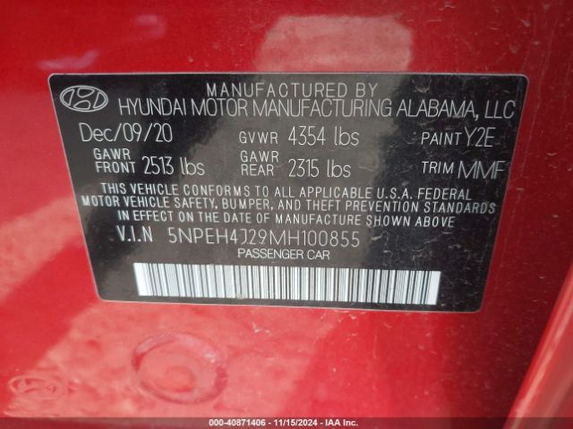 Photo 8 VIN: 5NPEH4J29MH100855 - HYUNDAI SONATA 