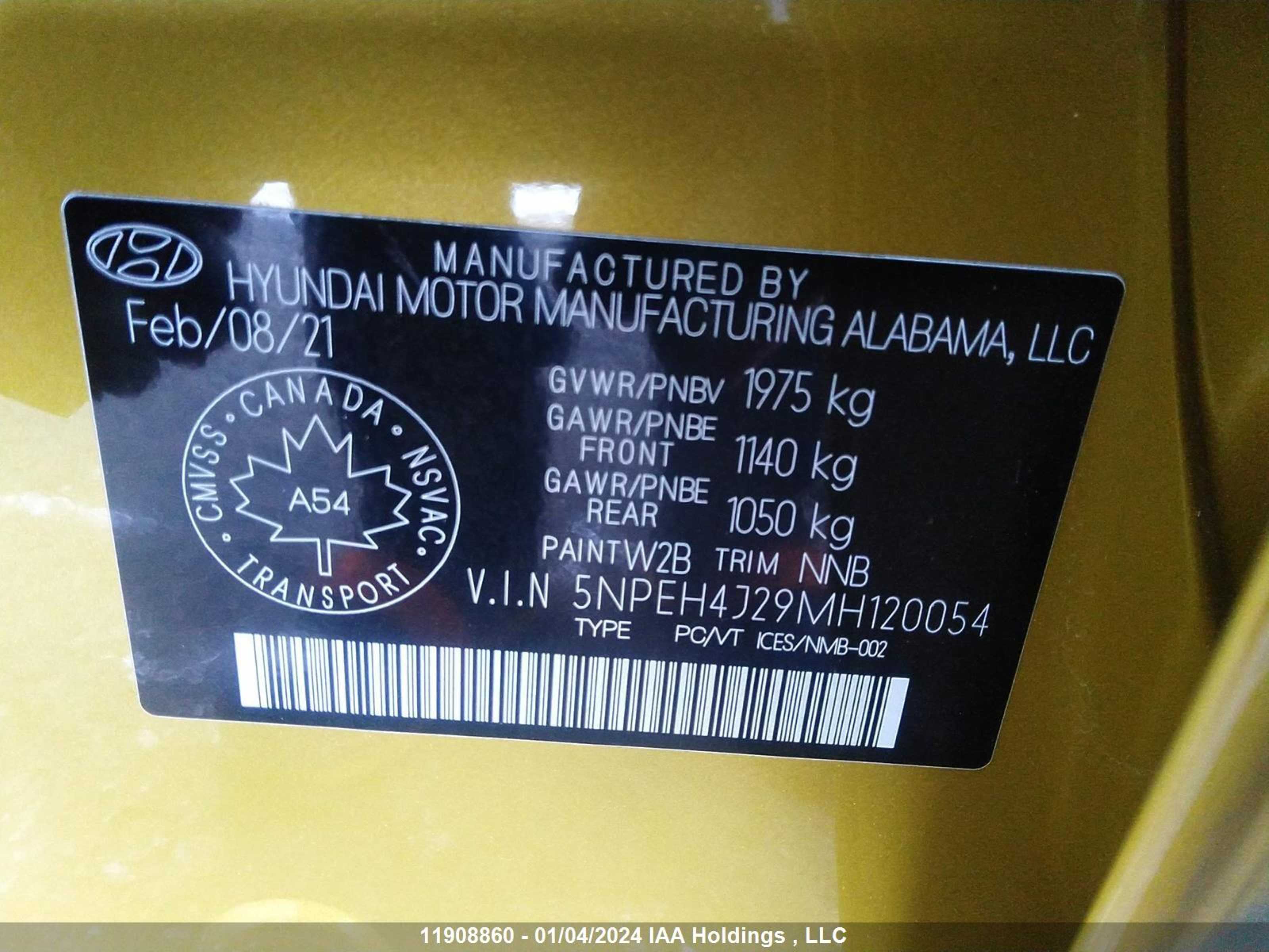 Photo 8 VIN: 5NPEH4J29MH120054 - HYUNDAI SONATA 