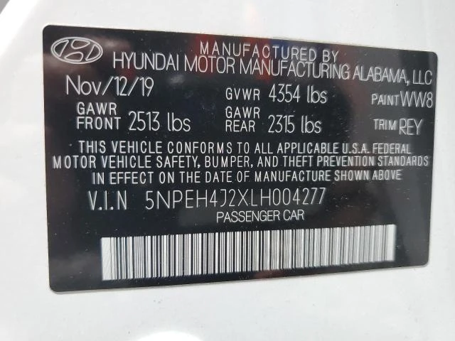 Photo 12 VIN: 5NPEH4J2XLH004277 - HYUNDAI SONATA LIM 