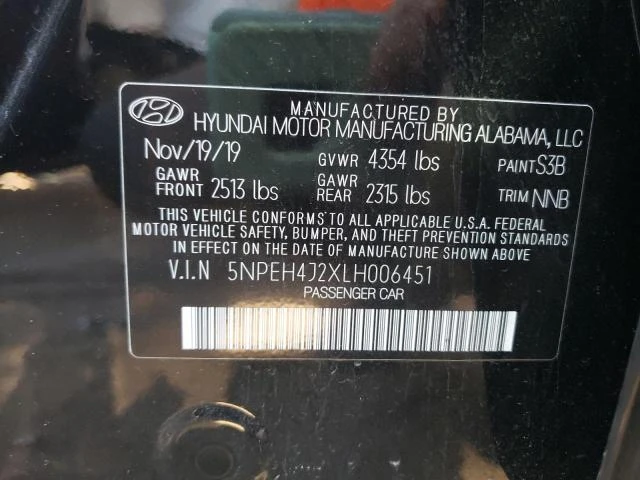 Photo 11 VIN: 5NPEH4J2XLH006451 - HYUNDAI SONATA LIM 