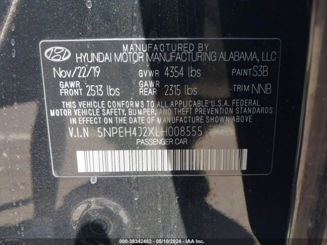 Photo 8 VIN: 5NPEH4J2XLH008555 - HYUNDAI SONATA 