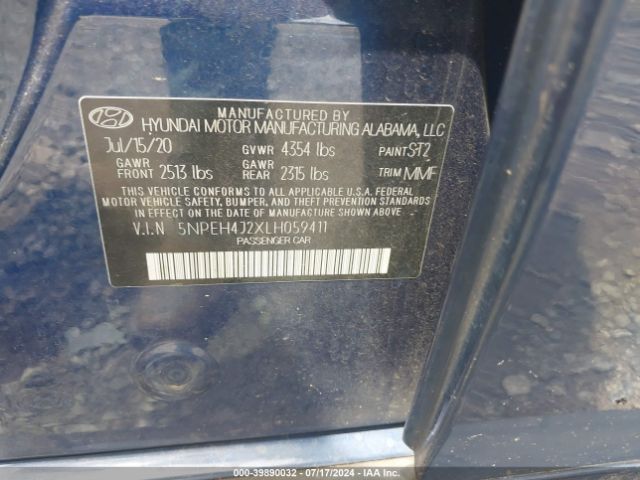 Photo 8 VIN: 5NPEH4J2XLH059411 - HYUNDAI SONATA 