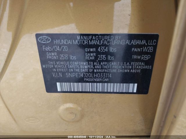 Photo 8 VIN: 5NPEJ4J20LH033114 - HYUNDAI SONATA 