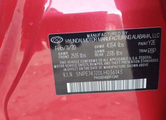 Photo 8 VIN: 5NPEJ4J20LH036143 - HYUNDAI SONATA 