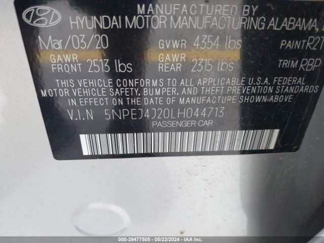 Photo 8 VIN: 5NPEJ4J20LH044713 - HYUNDAI SONATA 