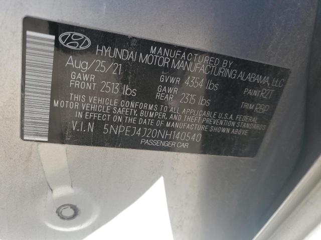 Photo 11 VIN: 5NPEJ4J20NH140540 - HYUNDAI SONATA SEL 