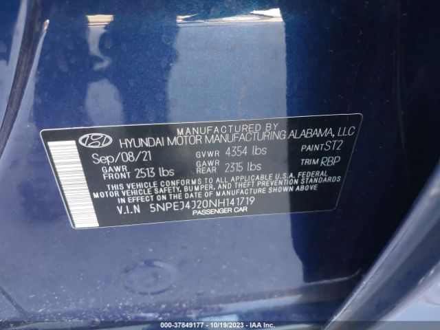 Photo 8 VIN: 5NPEJ4J20NH141719 - HYUNDAI SONATA 