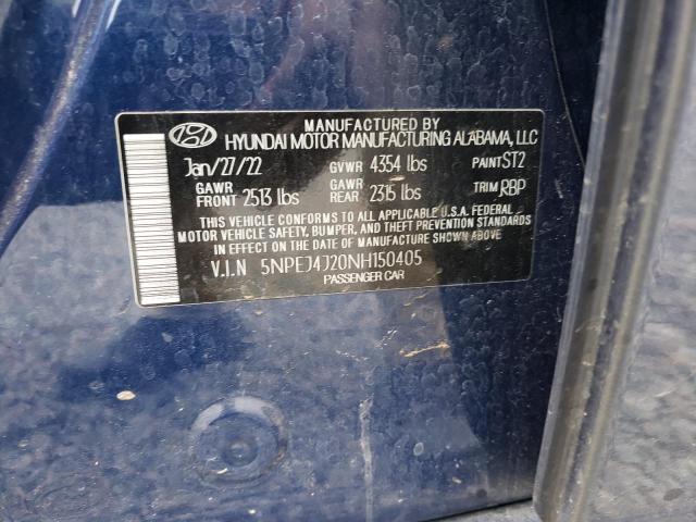 Photo 11 VIN: 5NPEJ4J20NH150405 - HYUNDAI SONATA SEL 