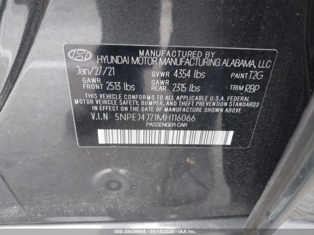 Photo 8 VIN: 5NPEJ4J21MH116066 - HYUNDAI SONATA 