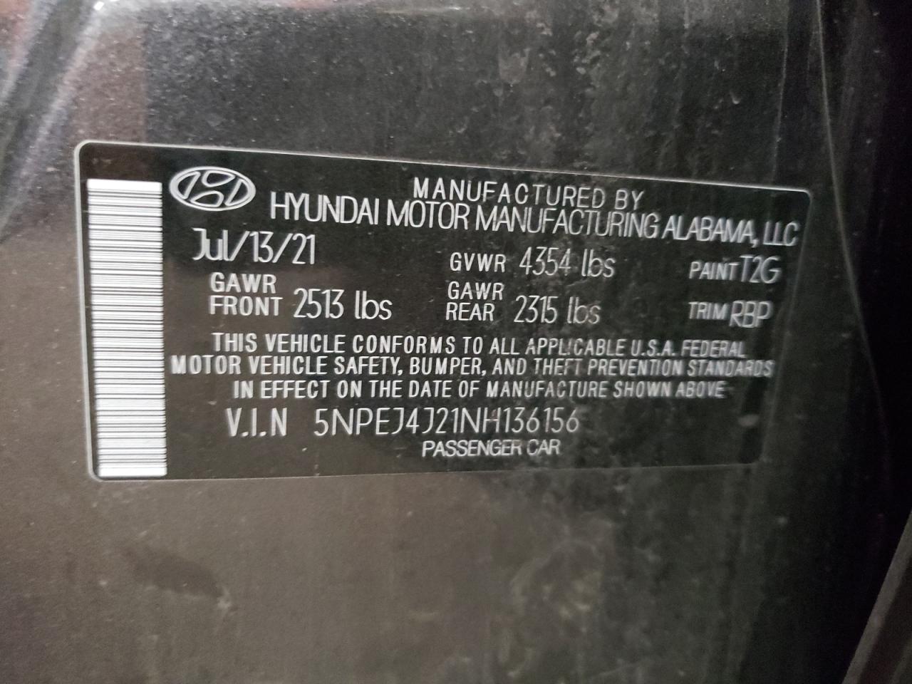 Photo 11 VIN: 5NPEJ4J21NH136156 - HYUNDAI SONATA 